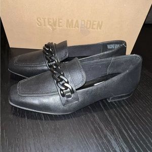 Steve Madden Womens 6 Rilynn Black Leather Loafer